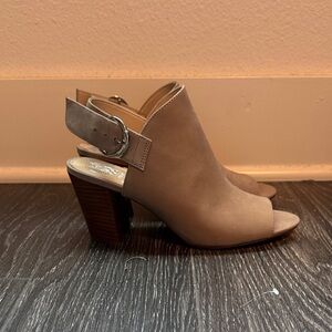 Vince Camuto Brown Peep-Toe Slingback Heels